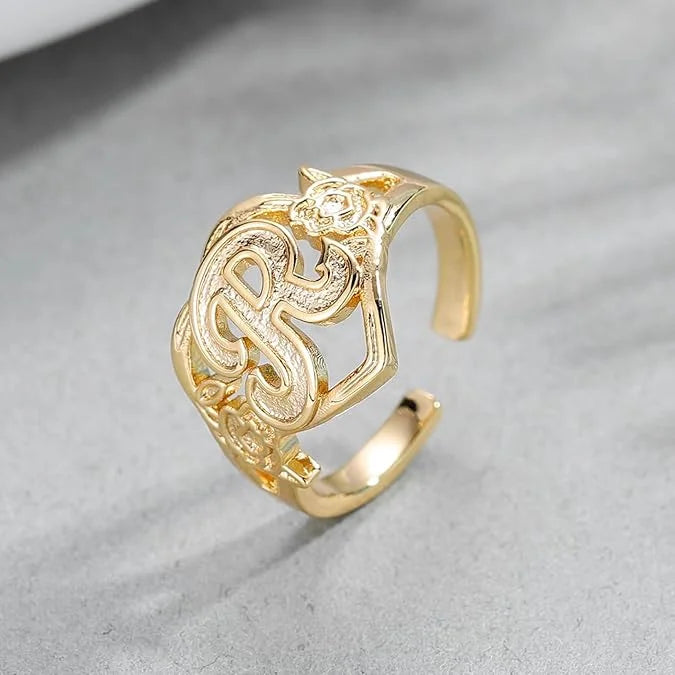Bague pour femmes mode Hip Hop  personnalisé réglable avec initiale