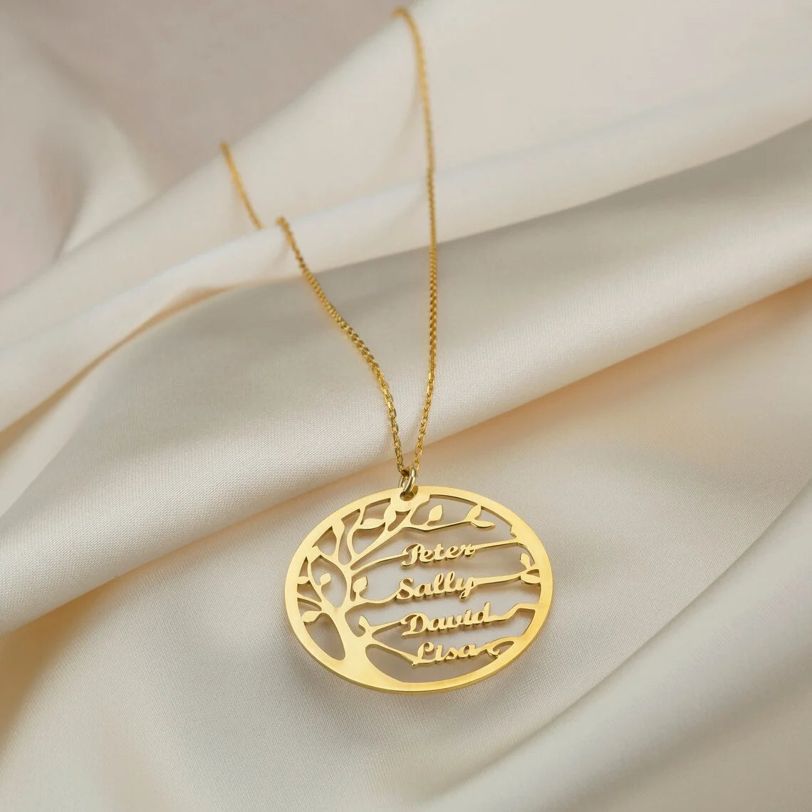 Collier de famille nom collier acier inoxydable arbre généalogique arbre généalogique or arbre de vie collier cadeau de fête des mères