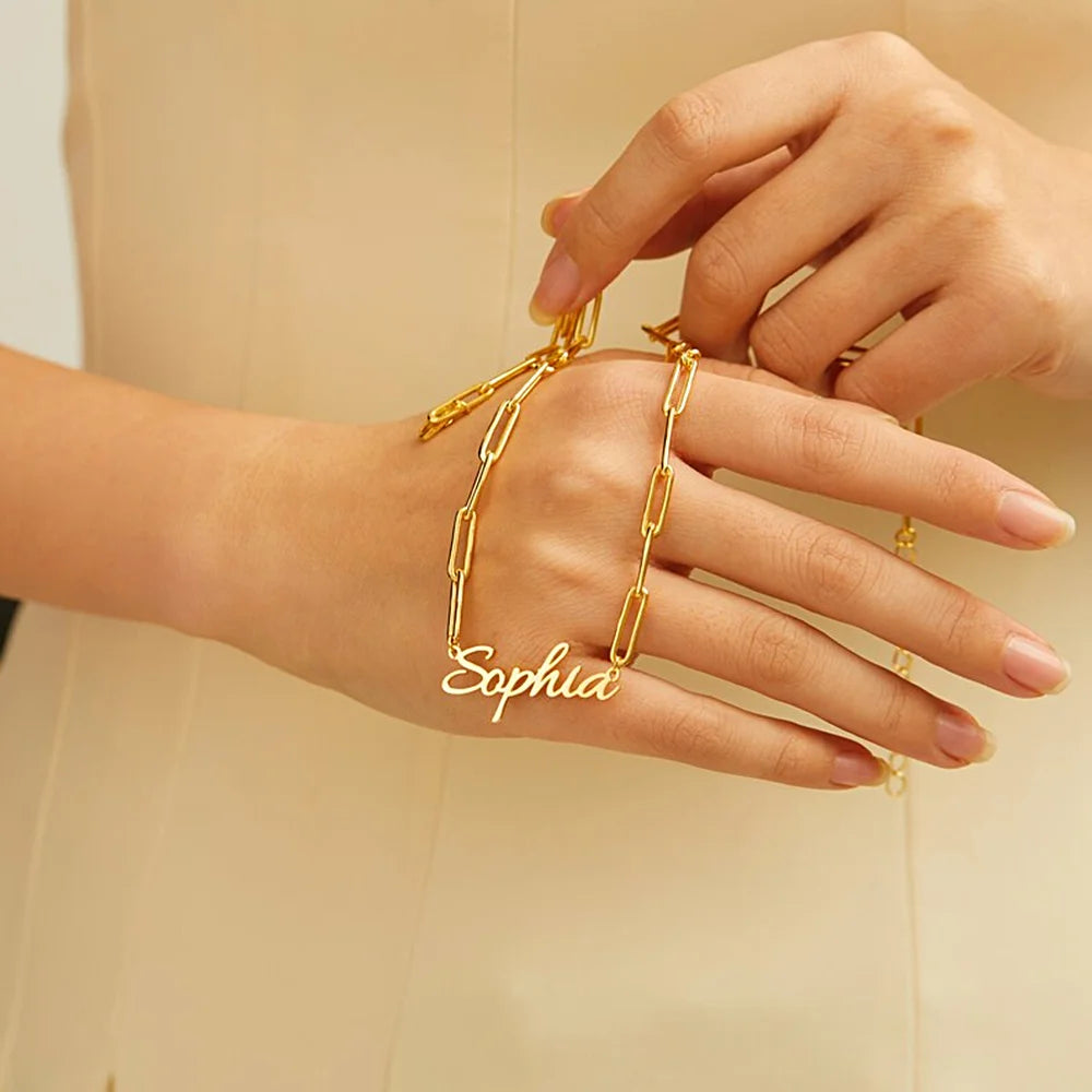 Collier avec Nom en Trombone Personnalisé pour Femme, Pendentif Ras du Cou en Acier Inoxydable localité, Bijoux Cadeau d'Anniversaire