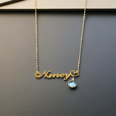 Collier Personnalisé avec Nom et Pierre de Naissance