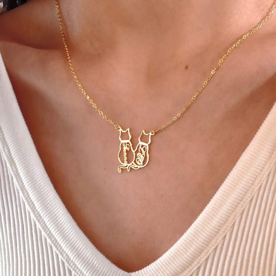 Collier avec nom personnalisé pour chat, cadeau commémoratif pour chat, plaque signalétique de couleur or en acier inoxydable, collier avec étiquette pour chat de compagnie