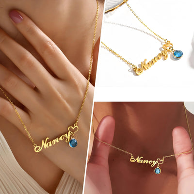 Collier Personnalisé avec Nom et Pierre de Naissance
